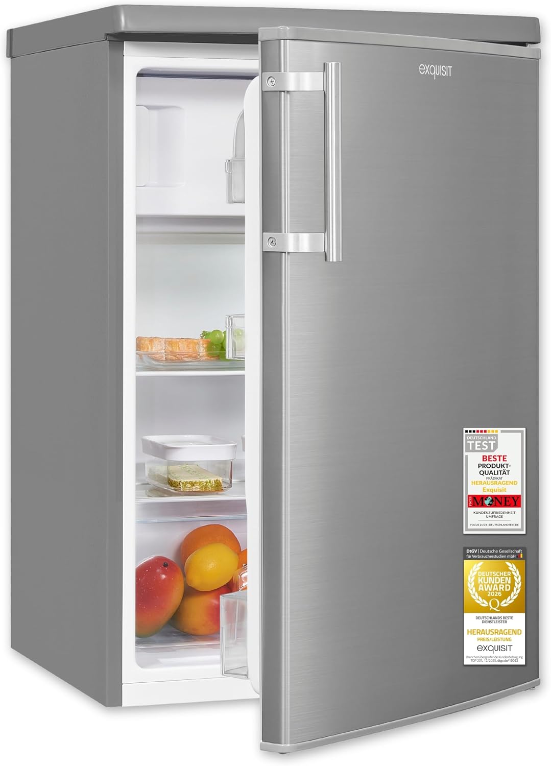 Exquisit, Kühl-Gefrierkombination, 109 L, Kühlschrank mit 4* Gefrierfach - Kühl-Gefrierkombi - Inox