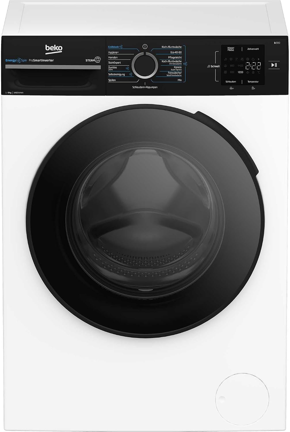 Beko, Waschmaschine, 9 kg, BM3WFU3941R Waschvollautomat, EnergySpin, Schleuderwahl 1400 U/min, SteamCure Dampffunktion