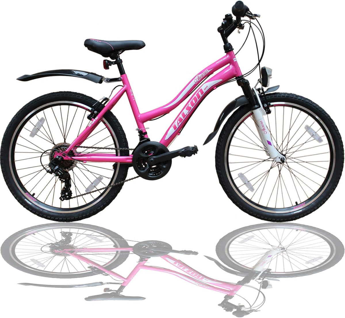 Talson, Mountainbike, 24 Zoll, Mädchen Fahrrad MTB mit Beleuchtung und Shimano 21-Gang
