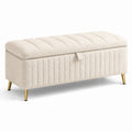 Aufbewahrungsbank Bouclé Stoff Creme 120x40x45 cm