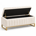 Sitzbank mit Stauraum Bouclé Beige Metall