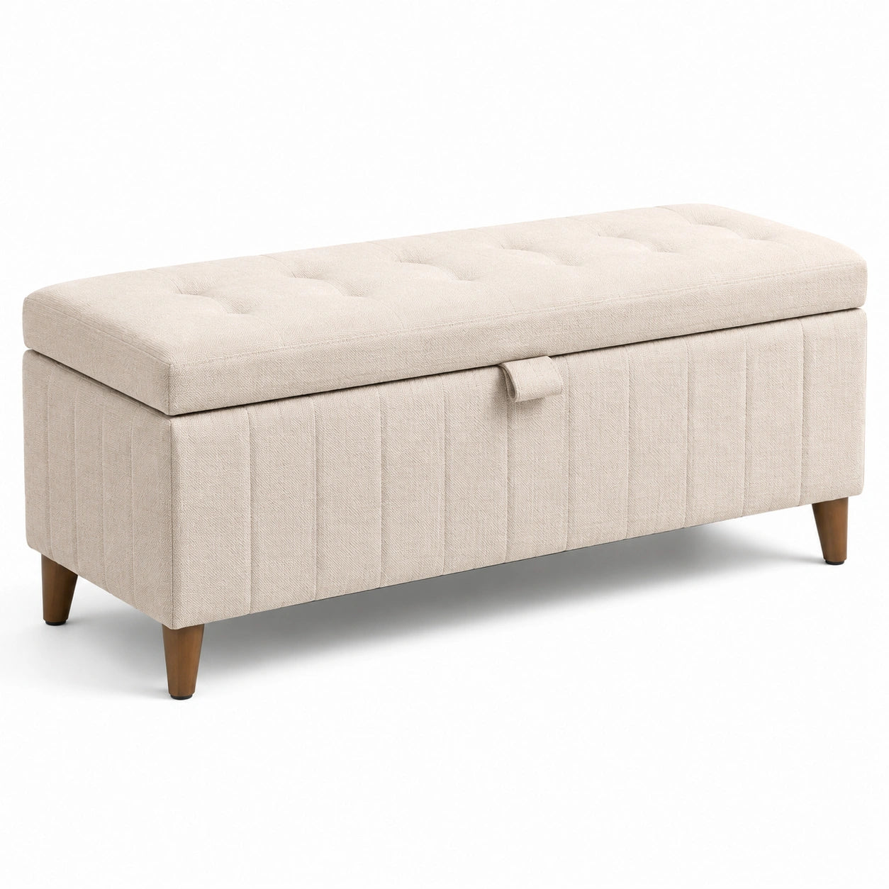 Truhenbank mit Polyestergewebe Beige 120x40x45 cm
