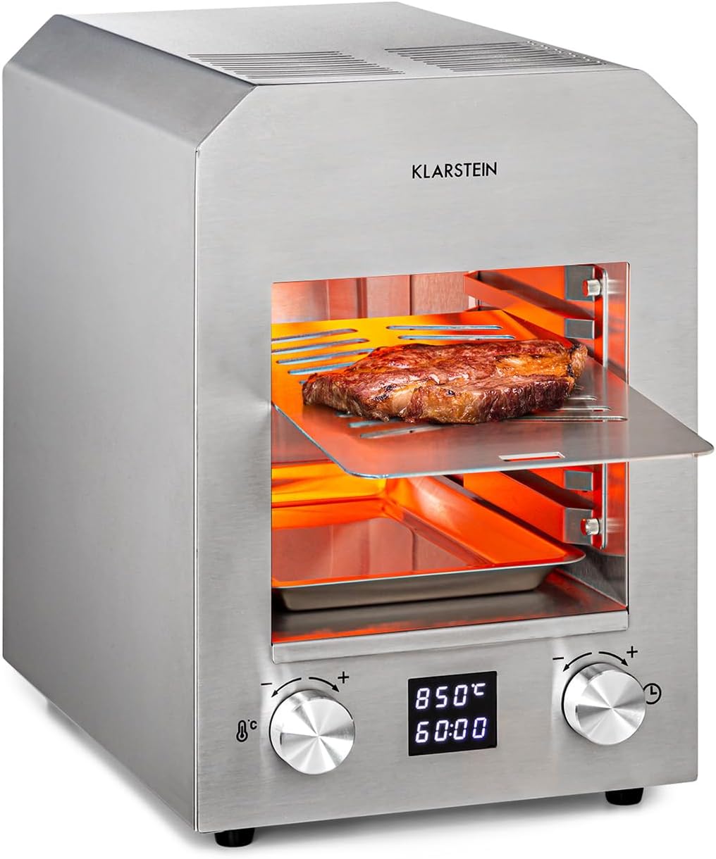 Klarstein, Elektrische Tischgrills, 18,5 x 30 cm, 2.200 W, Hannibal - Hochtemperaturgrill, Indoor-Grillgerät, Leistung