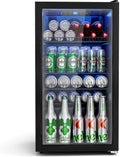 JUMMICO, Getränkekühlschrank, 90L, Premium mit Design-Glastür: 125 Dosen Kapazität, Verstellbare Regale & Kompakt-Design