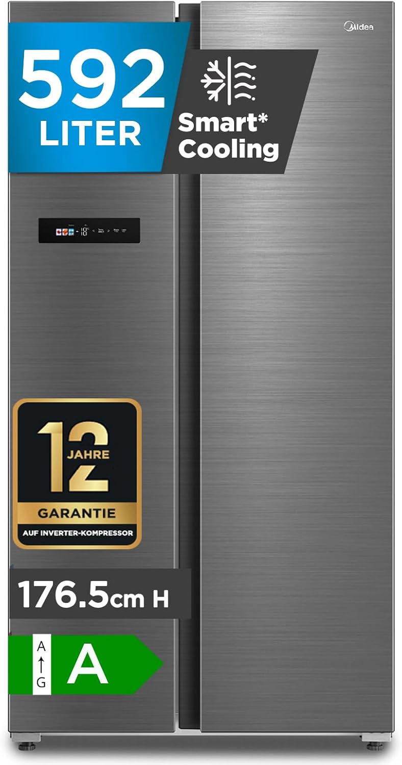 Midea, Kühl-Gefrierkombination, 176,5 cm, 379 L, 213 L, 35dB, MDRS791MYA46 Side-by-Side Kühl-/Gefrierkombination/No