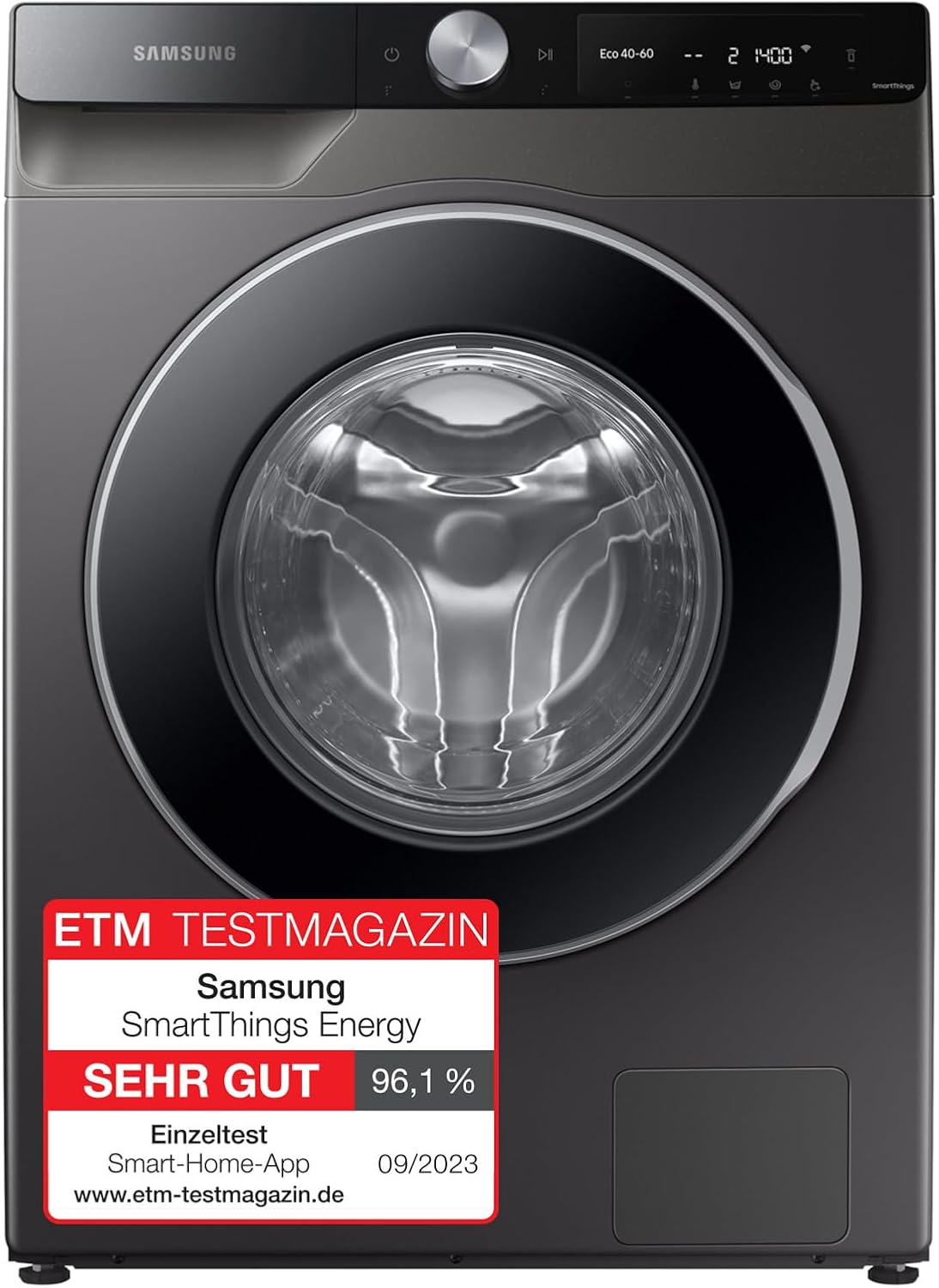 Samsung, Waschmaschine, 8 kg, 1400 U/min, Ecobubble, Simple Control, WiFi SmartControl, SuperSpeed 59 Min, Inox/Schwarz