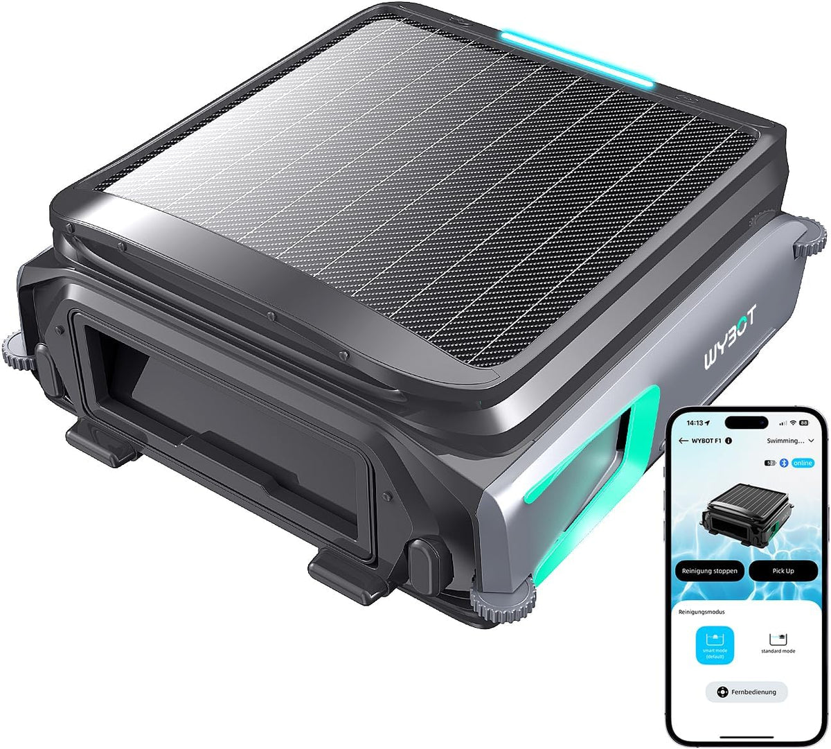 WYBOT, Poolroboter, F1 Pool Skimmer Roboter Mit Solar & Akku, Reinigt Die Wasseroberfläche Automatisch, Steuerbar Per App