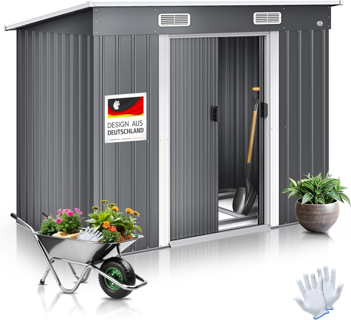Gerätehaus, KESSER, 4 m, ® - L Metall ³ mit Fundament