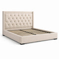 Polsterbett mit Knopfheftung Kopfteil 200x180 cm Beige