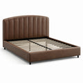 Kunstleder-Doppelbett 160x200 cm Braun mit Kopfteil