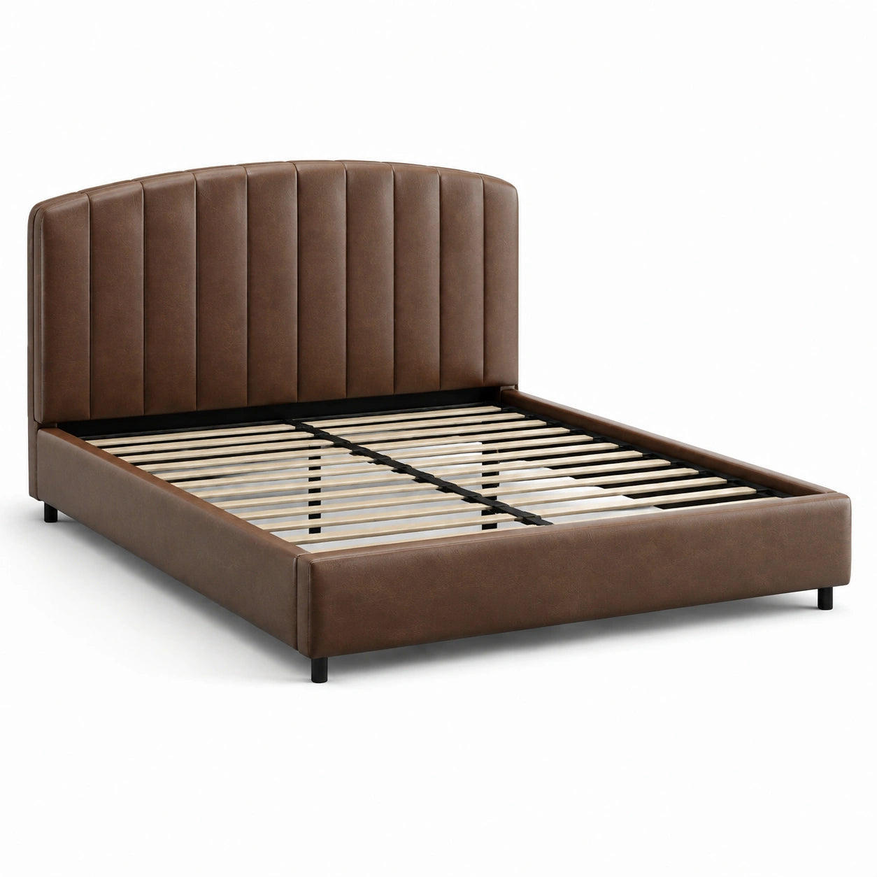 Kunstleder-Doppelbett 160x200 cm Braun mit Kopfteil