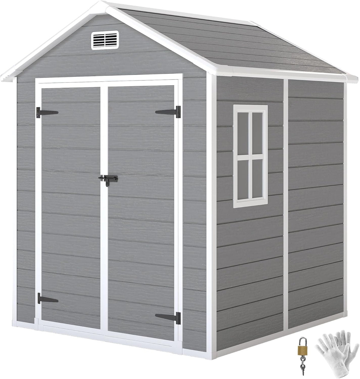 Gerätehaus, Outsunny, 181 cm, 2,4m, ² Wasserdicht mit Boden 182x151x219/ Grau