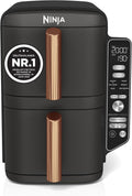 Ninja, Heissluftfritteuse, 9,5 L, Double Stack XL Heißluftfritteuse, 6-in-1, Schwarz/Kupfer