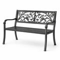 Schwarze Stahl-Gartenbank mit Ornamenten 128 cm