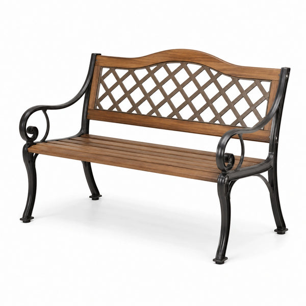 Holz-Gusseisen Gartenbank Braun 125cm