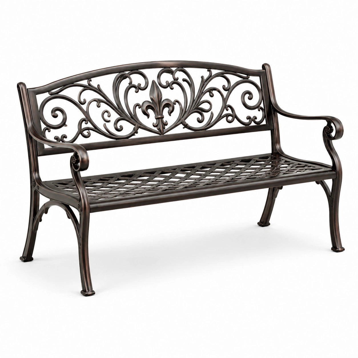 Metall Gartenbank mit Ornamenten 125 cm Bronze