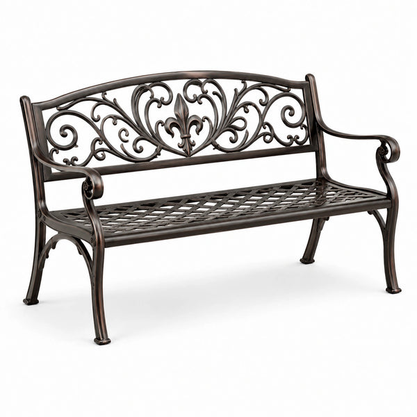 Metall Gartenbank mit Ornamenten 125 cm Bronze