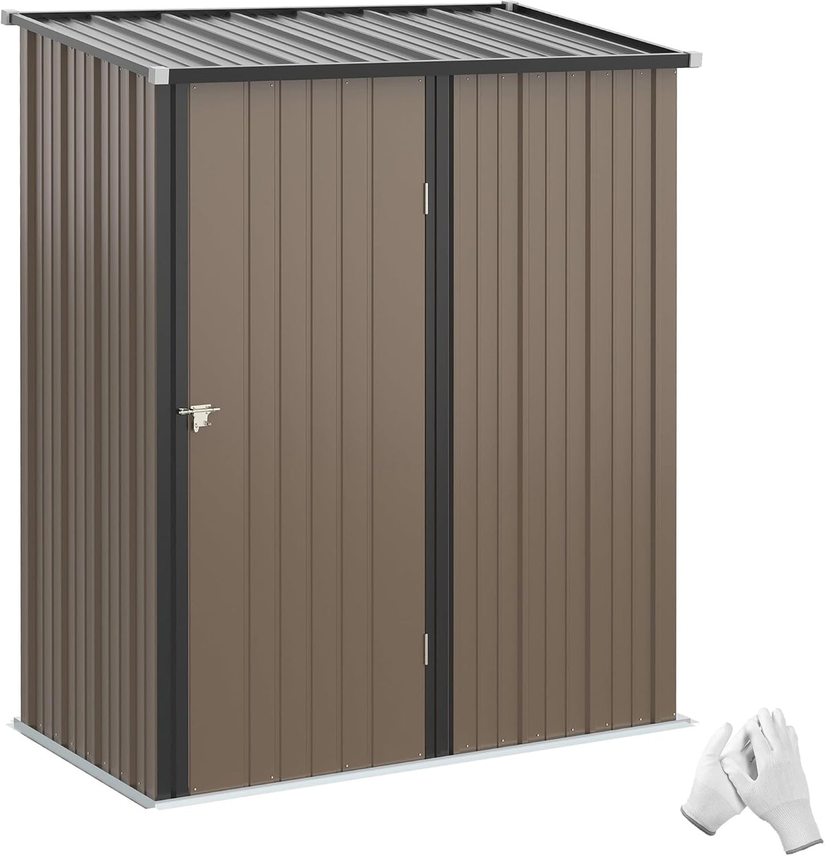 Outsunny, Gerätehaus, 161,5 x 94,5 x 196cm, 1,34m, Metall ² mit Pultdach Braun