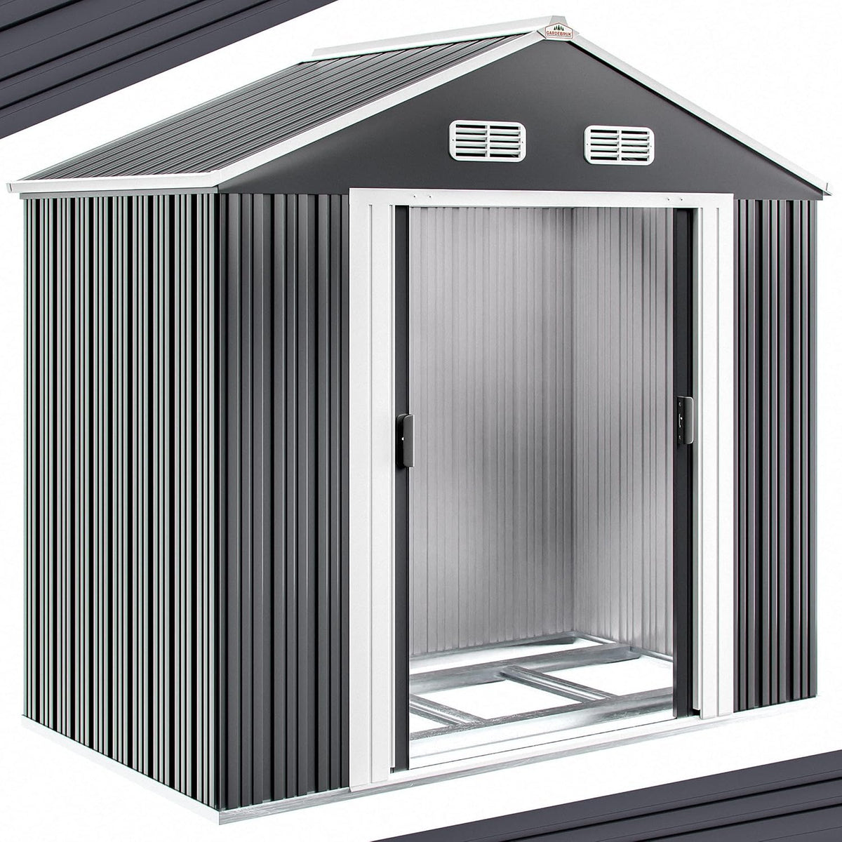 Gerätehaus, Gardebruk, 200x135x190cm, XL Metall mit Fundament