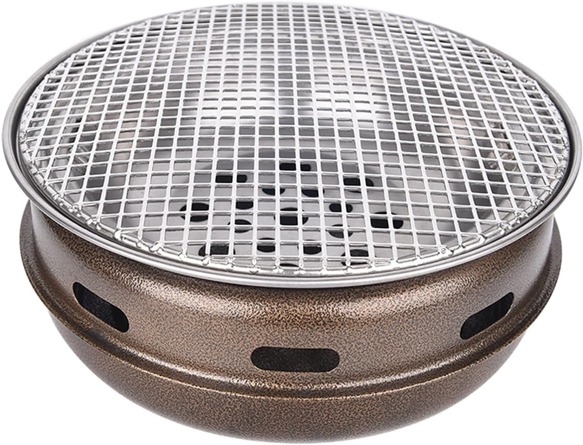 JLBopqaz, Holzkohlegrill, Multifunktionaler Runder Haushalts-Tischgrill Metalleisen, 0'×11, 0'×4, 9' Camping Reisen