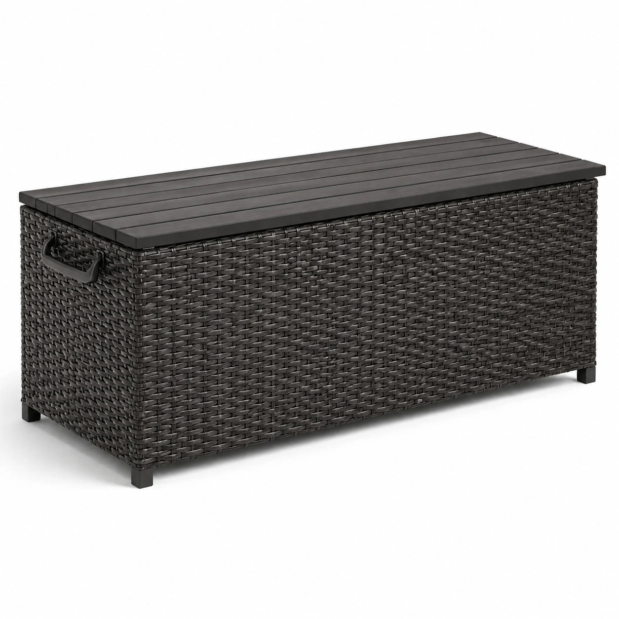 Polyrattan Gartenbox Schwarz 120cm x 50cm x 60cm