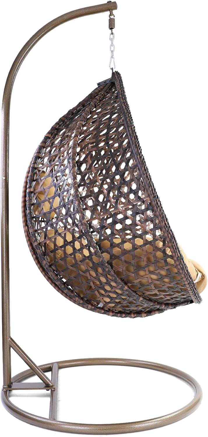 Hängesessel, RAMROXX, Luxus Style XXL Korb Dunkelbraun Gestell Braun mit
