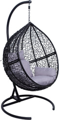 Hängesessel, Allpax, 150 kg, Stahl, Polyrattan & Polyester, schwarz/grau, Einzel- Größe L - geeignet für In- und Outdoor - bis - Korb