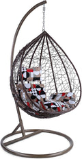 Carparts-Online GmbH, Hängesessel, Luxus Miami XL Polyrattan mit Korb Gestell braun Kissen