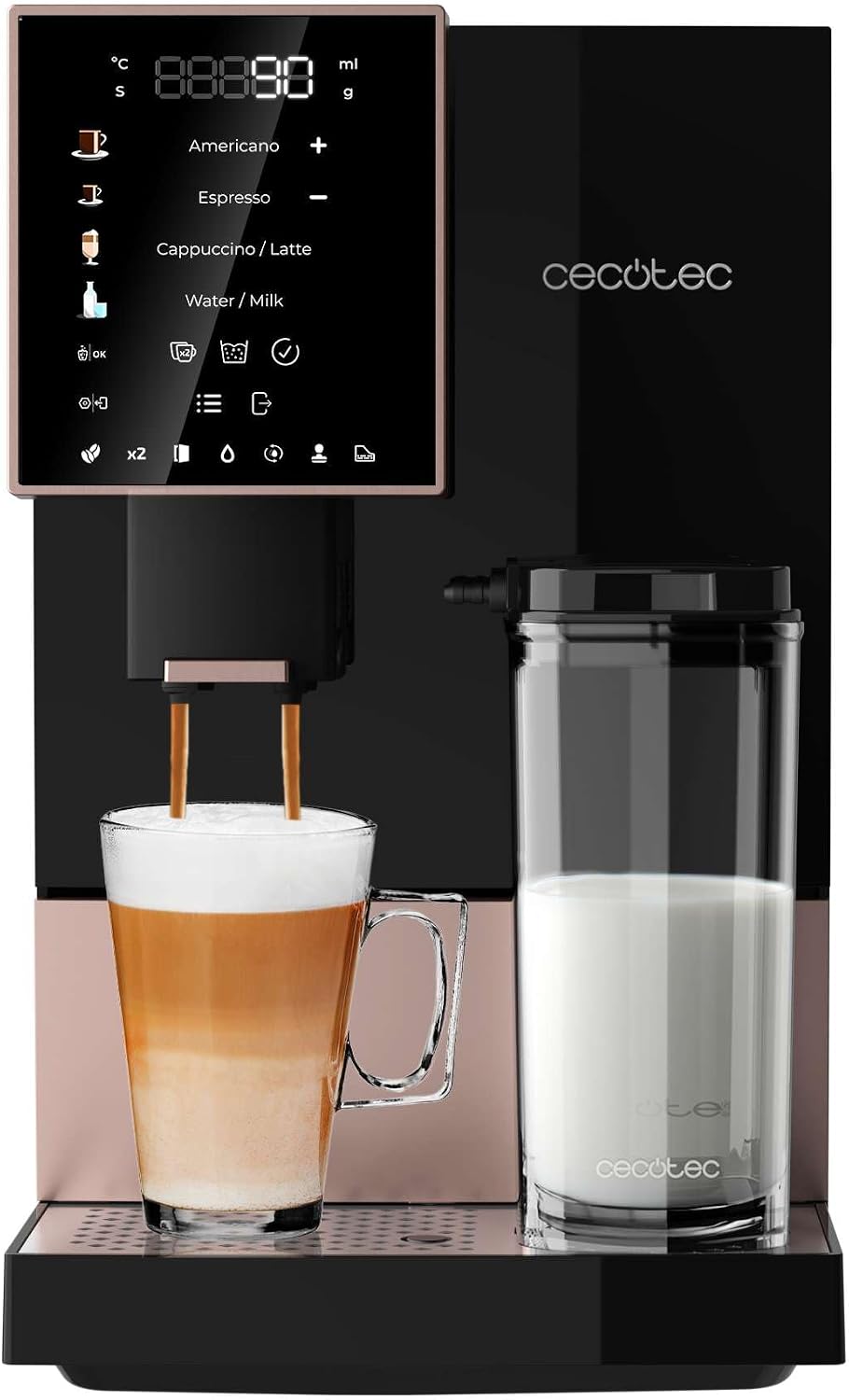 Cecotec, Kaffeemaschine, 19 Bar, 1,1 L, Thermoblock-System, frisch gemahlene Bohnen Plug&Play, 150 g Kaffeebohnentank Mühle