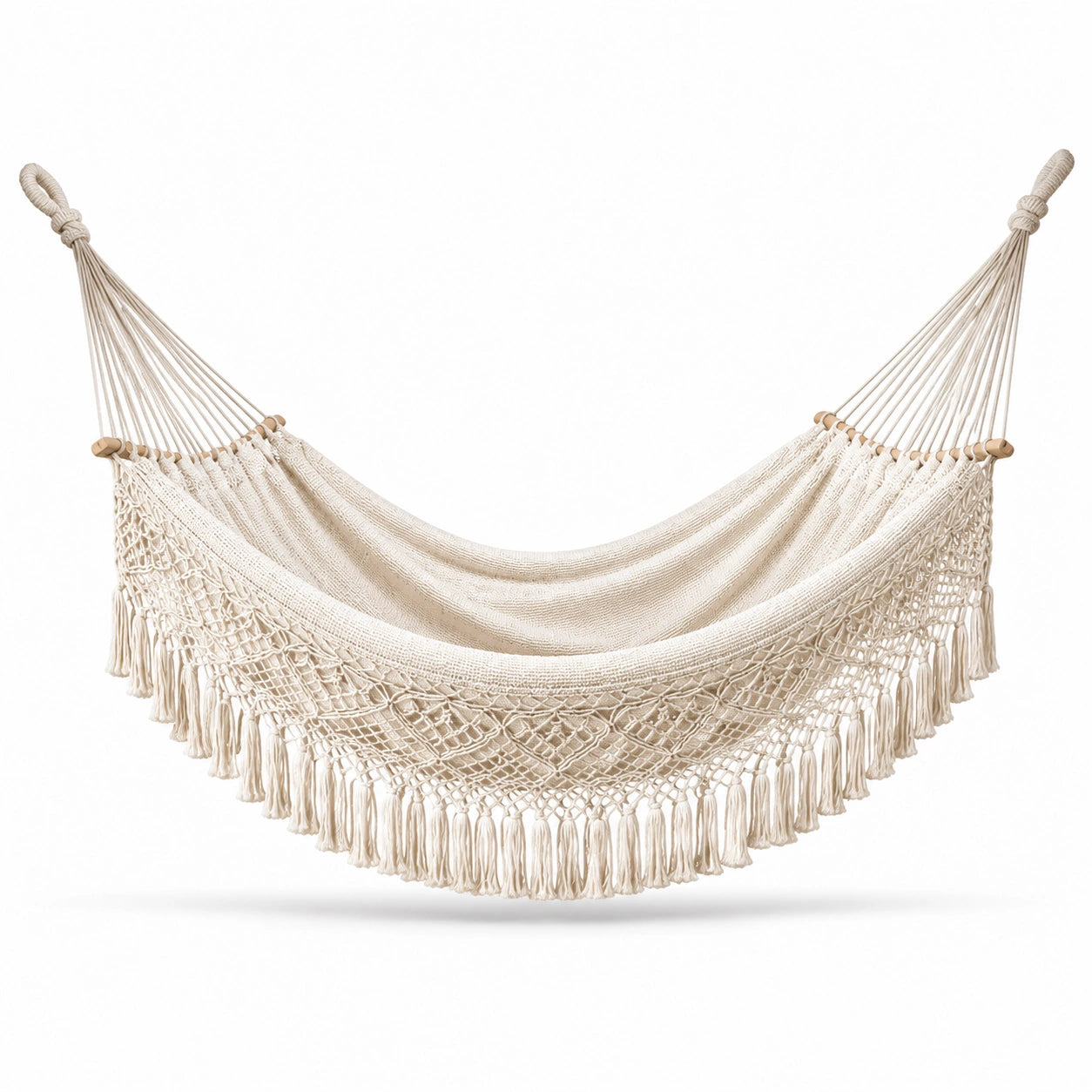 Makramee Hängematte Baumwolle Beige 220x150 cm