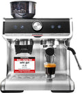 GASTROBACK, Kaffeemaschine, Espresso Siebträgermaschine mit Mahlwerk inkl. Milchkännchen, Tamper und Edelstahl Siebträger - Barista mit Milchschäumer