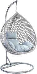Hängesessel, RAMROXX, Luxus Style XXL Korb Gestell Grau mit Relaxkissen Hell Grau