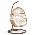 Polyrattan Hängesessel mit Kissen und Stahlgestell Beige