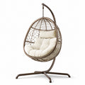 Hängesessel aus Metall und synthetischem Rattan mit Kissen Beige