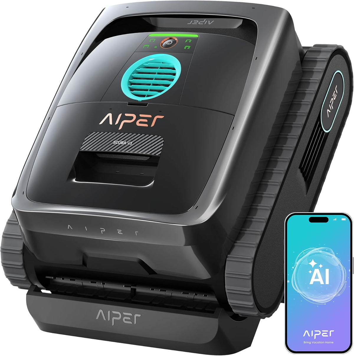 AIPER, Poolroboter, 200 m, (2026 Neu) Scuba V3 Akku für Wand und Boden mit KI-Vision, Leichter Poolsauger, Leistungsstarke Saugleistung