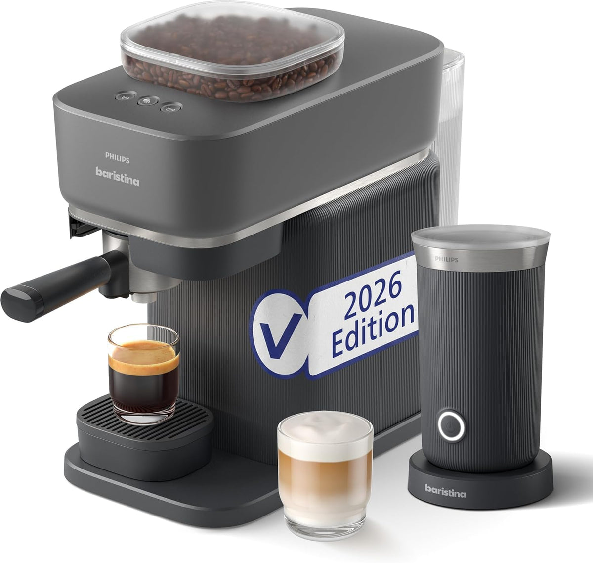 PHILIPS, Milchaufschäumer, 16 Bar, Baristina Espressomaschine mit, Schwarz