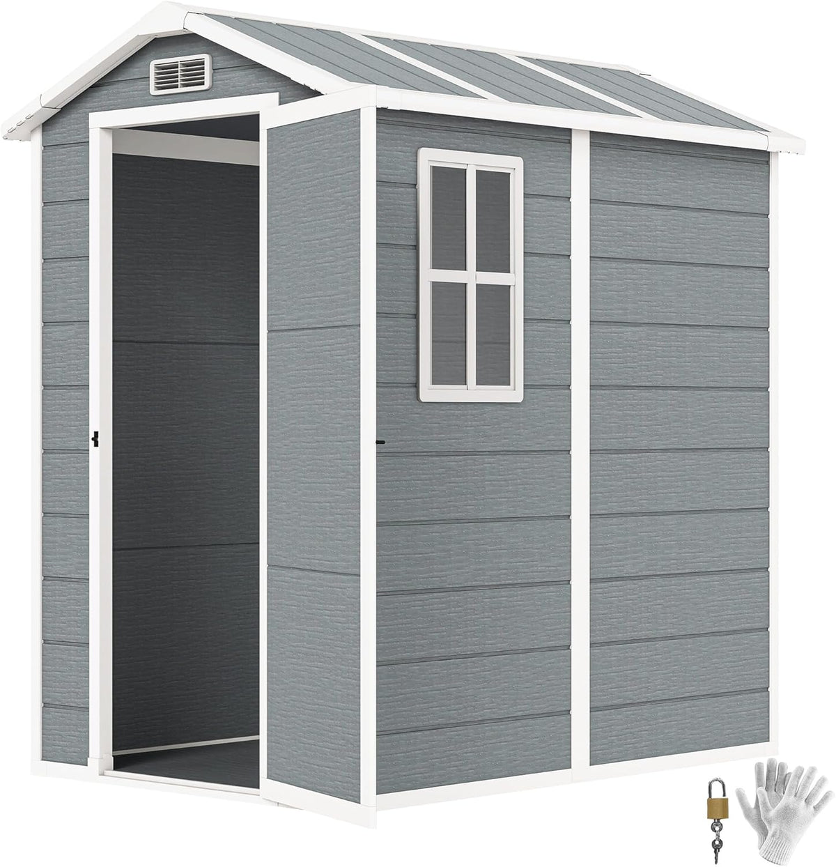 Gerätehaus, Outsunny, 172 cm, 2,1m, ² Wasserdicht mit Boden 131x186x198/ Grau
