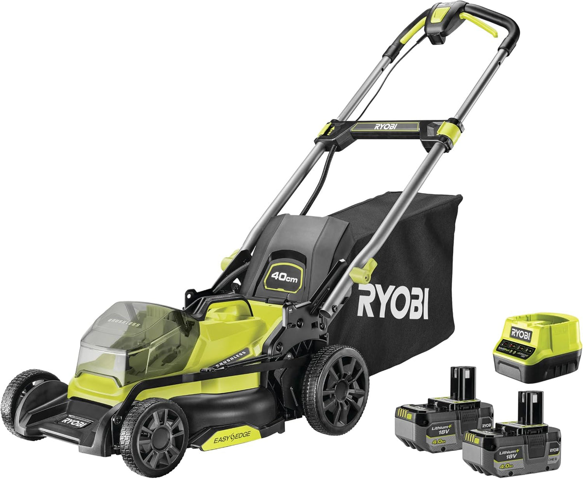 RYOBI, Rasenmäher, Bürstenloser Motor mit automatischer Messergeschwindigkeitsanpassung für Energieeffizienz., 4,0 Ah