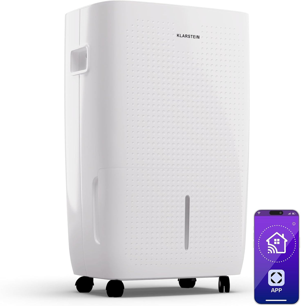 Klarstein, Luftentfeuchter, 60L, 65m, 8L, DryFy Connect, /24h, WiFi App Steuerung, Tank, Timer, Elektrischer Entfeuchter für Räume 45- ²