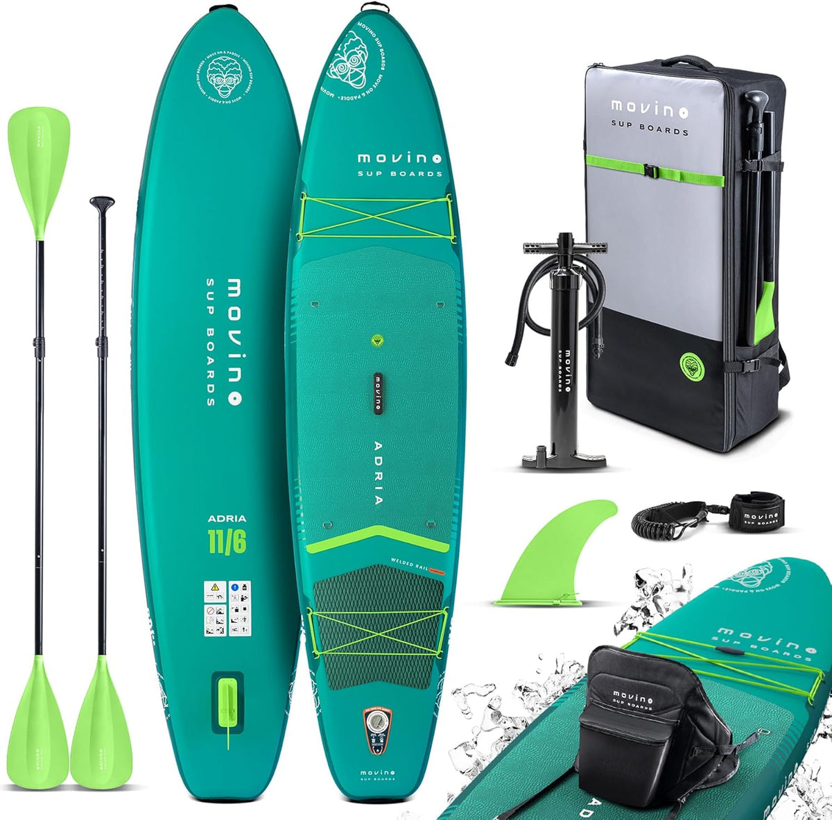 Movino, SUP-Board, 350x83x15 cm, 350 cm, 165 kg, Stand Up Paddle Board - 2in1 SUP Kajak Aufblasbar
