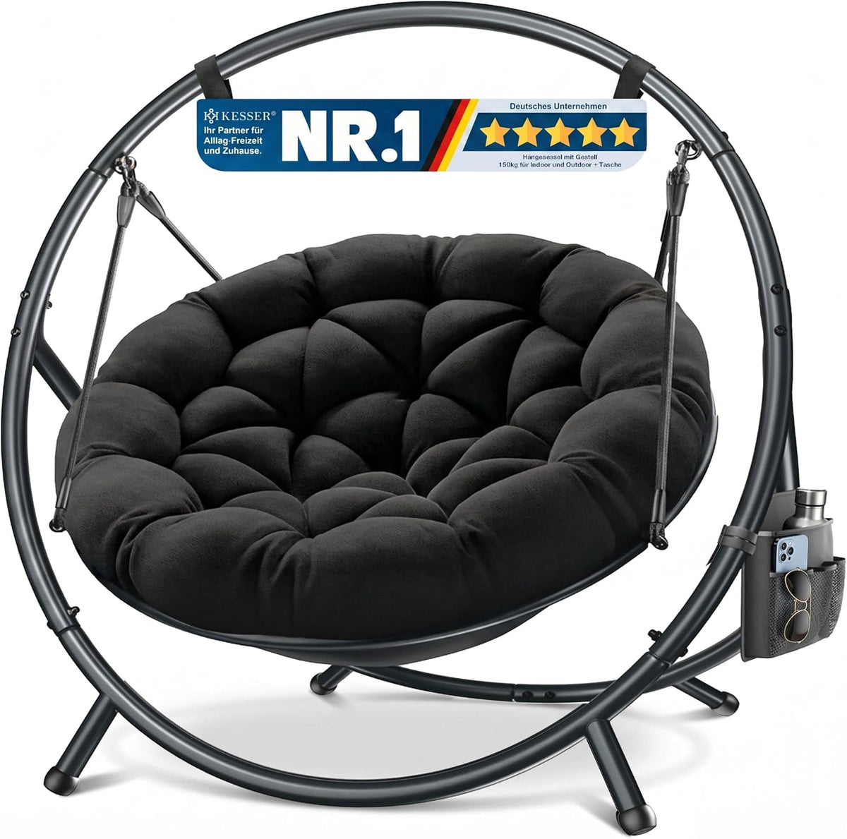 KESSER, Hängesessel, 150kg, ® mit Gestell Bali Hängeschaukel Hängestuhl bis für Indoor