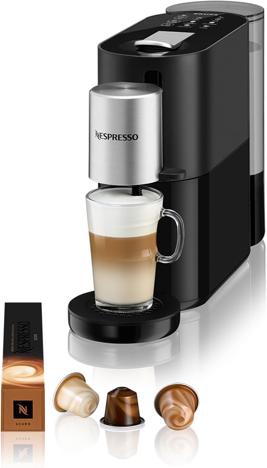 KRUPS, Milchaufschäumer, 19bar, 1 L, Nespresso Atelier Kaffeemaschine mit, Wassertank, inkl. Glastasse+Kapseln