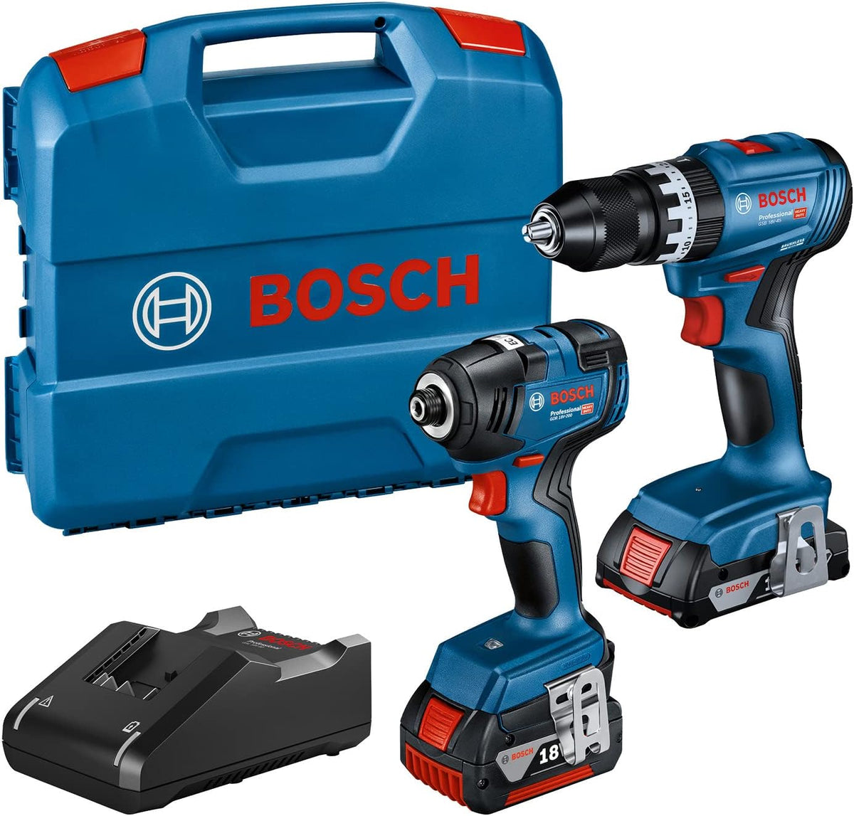 Bosch Professional, Schlagschrauber, 2.0Ah, 4.0Ah, 18V, System Combo Kit: Dreh GDR -200 + Schlagbohrschrauber GSB