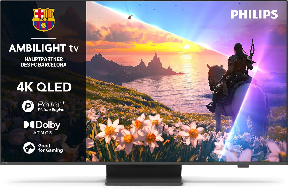 PHILIPS, Fernseher, 55 Zoll, Smart TV, Ambilight 55PUS8600 4K QLED Smart TV - Display mit P5, Titan OS, Dolby Vision und Dolby Atmos Sound