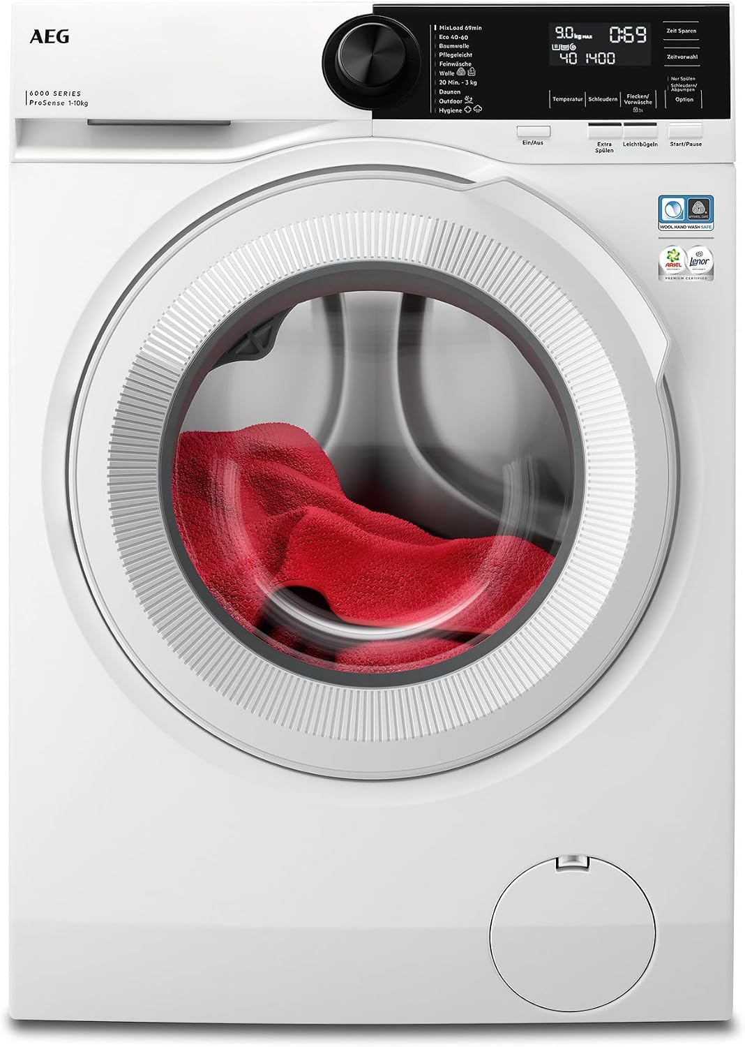AEG, Waschmaschine, 10 kg, Serie 6000 ProSense Mengenautomatik, Leise, Nachlegefunktion, Kindersicherung, Schontrommel