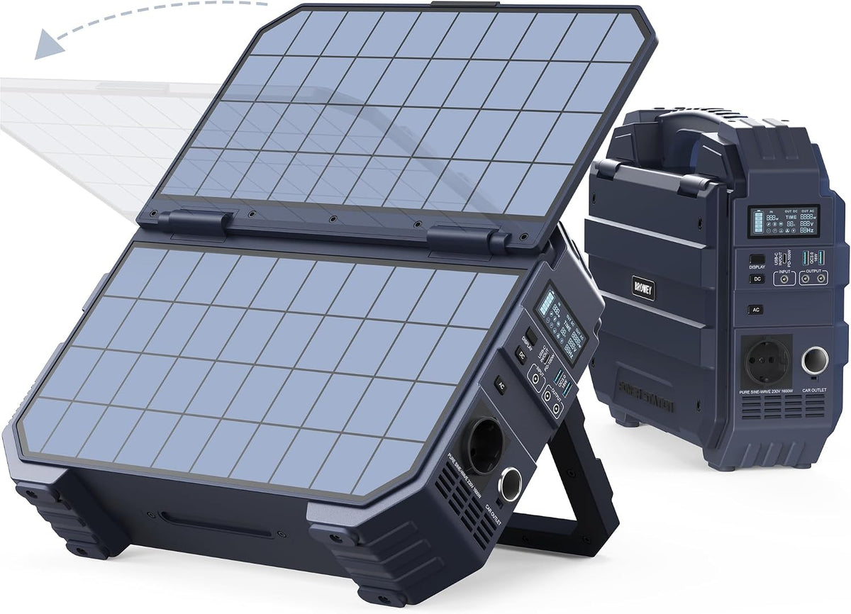 BROWEY, Powerstation, 1024Wh, 1600W, Solargenerator, Tragbare, Solargenerator mit solarpanel