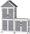 Outsunny, Gerätehaus, 89x51x182cm, 2 in 1 Gartenschrank Holz mit Satteldach Hellgrau