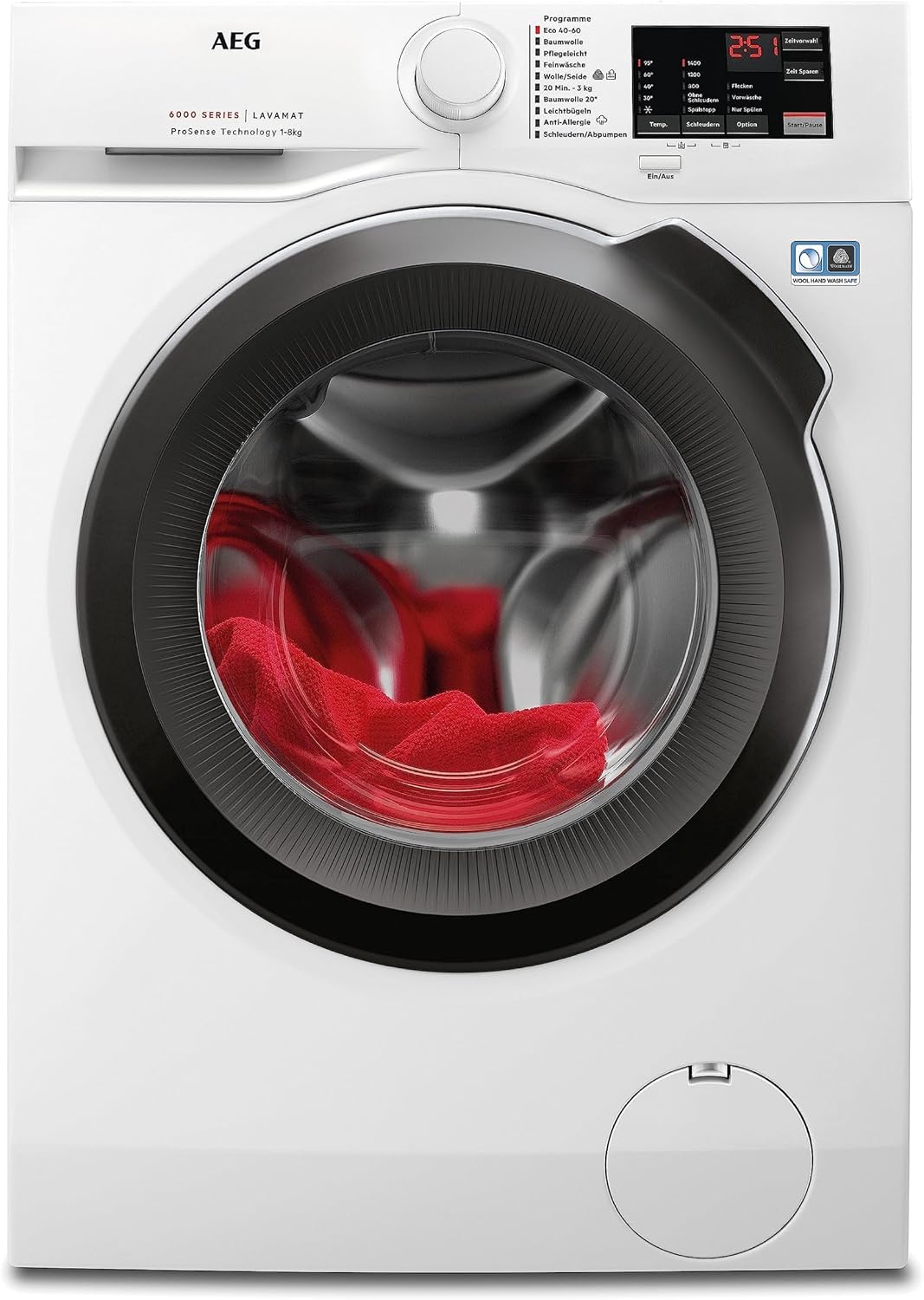 AEG, Waschmaschine, 8 kg, Serie 6000, ProSense Mengenautomatik, L6AMZ48FL