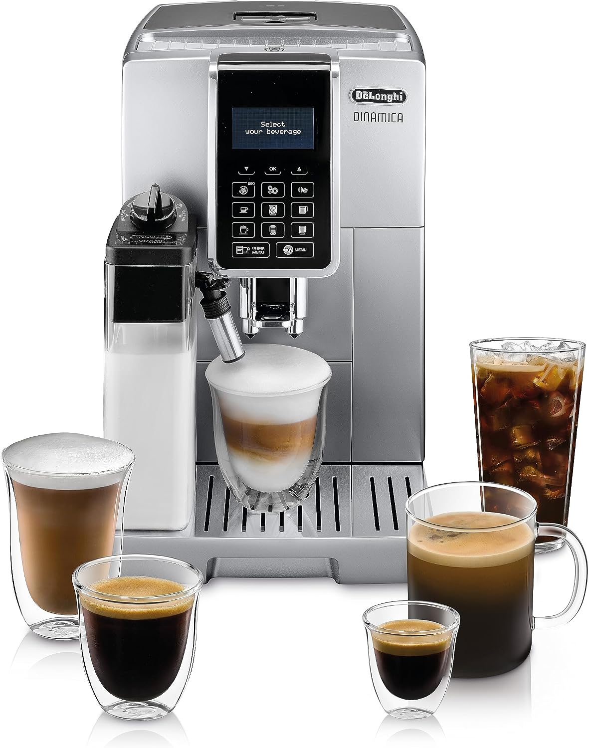 De'Longhi, Kaffeevollautomat, 1,8 Liter, Dinamica ECAM 350.75.S mit LatteCrema Milchsystem, Cappuccino und Espresso und auf Knopfdruck