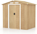 COSTWAY, Gerätehaus, 196 x 142 x 186 cm, Metall, Geräteschuppen abschließbar, Gartenhaus mit 4 Luftschlitzen & Schiebetür & Rampe